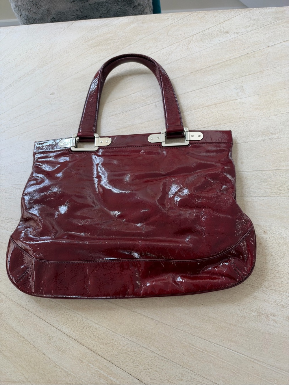Elie Tahari Red Patent Leather Shoulder Bag